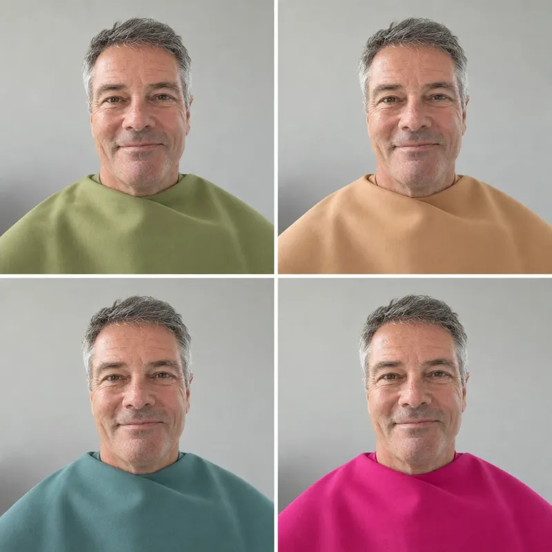 Ejemplo: una persona Otoño Suave con Verde musgo, Camel, Verde azulado suave, sus mejores colores, y con Fucsia, el que debe alejar de su rostro