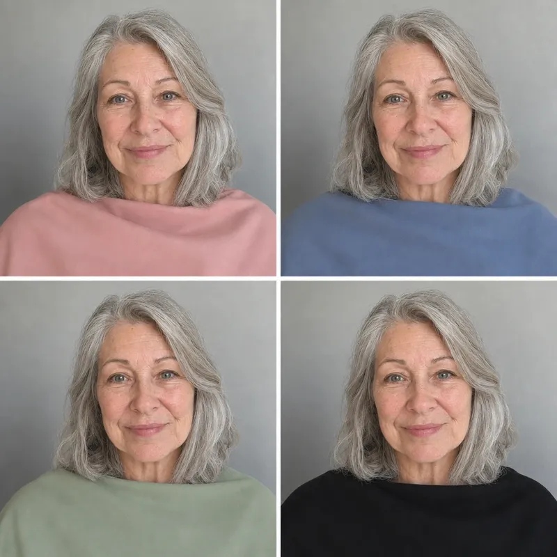 Ejemplo: un Verano Suave con rosa viejo, azul pizarra y verde salvia, y con negro, el color que debe evitar