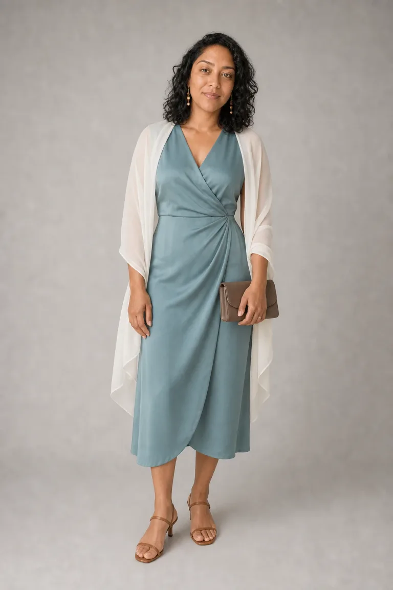Teal Midi Elegance: an outfit for Rooftop wedding, semi-formal