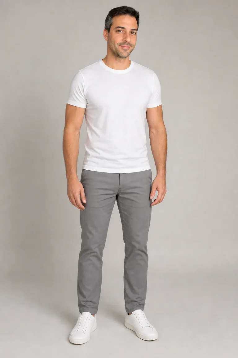 An avatar created from a selfie, in a plain white t-shirt