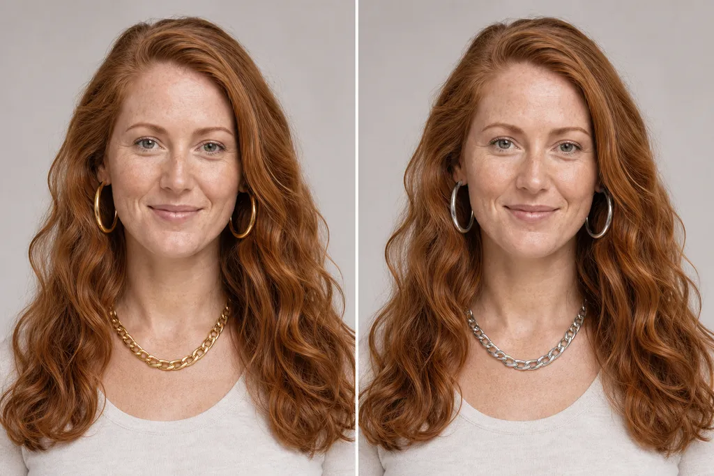 Gold and silver jewelry compared on the same face